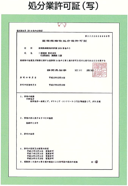 処分業許可証